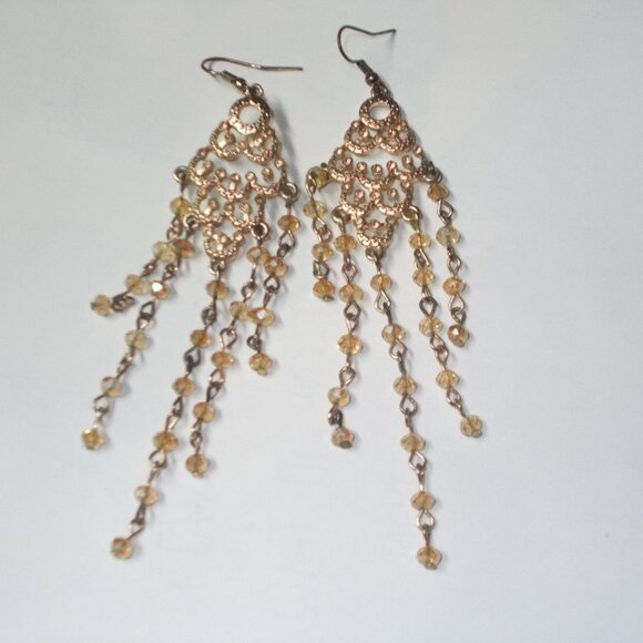 Goldtone dangly bead earrings - Picture 1 of 3